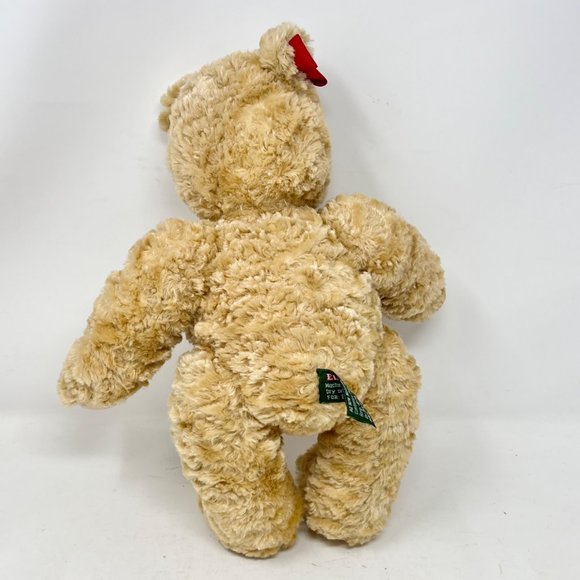 Vintage Ellie Bear Lands End Curly Hair Red Holiday Nightgown Bow Jointed 14" - Picture 5 of 7